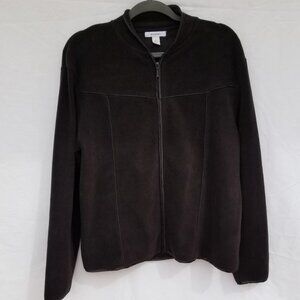 Dress Barn Zipper Front Black Long-Sleeve Top - XL